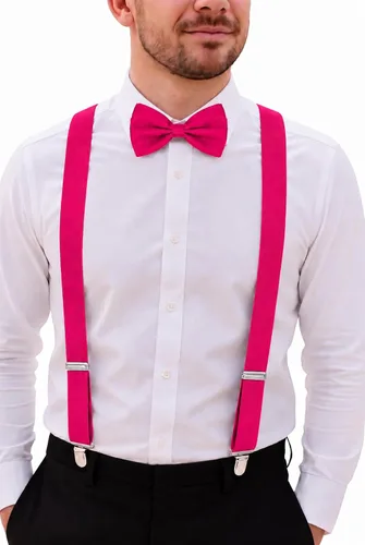 Vista 17 de Juego de tirantes y pajarita para hombre, tirantes ajustables en Y con pajarita a juego para bodas y uso formal Negro