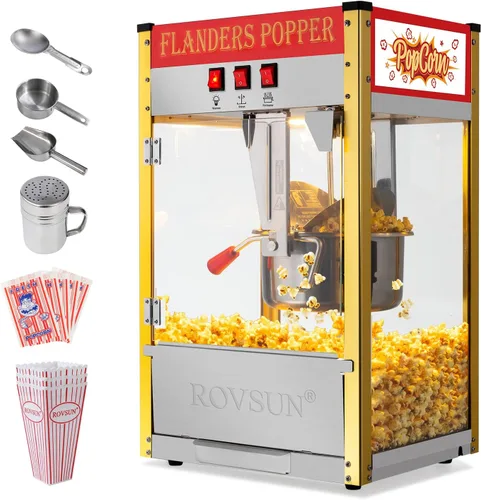 Vista 11 de Bonnlo Máquina de palomitas de maíz estilo cine con hervidor de 8 onzas que hace hasta 32 tazas, máquina de palomitas de maíz para encimera con Negro