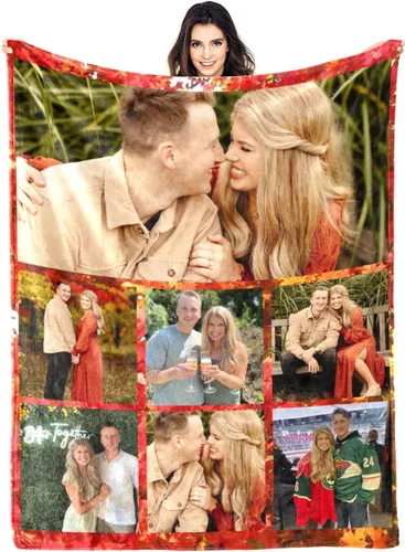 Vista 19 de Manta personalizada con fotos, manta personalizada con fotos para parejas, papá, mamá, niños, perros, amigos, cumpleaños, boda, Navidad, Año Nuevo
