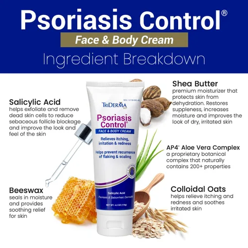 Vista 4 de TriDerma Crema facial y corporal para control de la psoriasis, 4.2 onzas