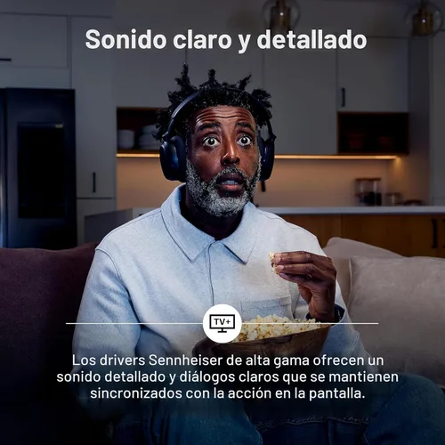 Vista 2 de Auriculares Sennheiser RS 255 para TV - Paquete de Auriculares Bluetooth y Transmisor - Auriculares Inalámbricos de Baja Latencia con Sonido