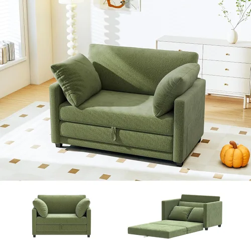 Vista 7 de Sofá cama convertible de 51 pulgadas, sofá cama plegable 2 en 1, sofá biplaza para espacios pequeños, con 2 cojines, para apartamento, sala de estar
