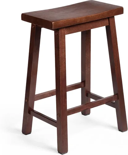 Vista 12 de PJ Wood Taburete de cocina con asiento de silla de montar de 24 pulgadas con placa de pie - negro