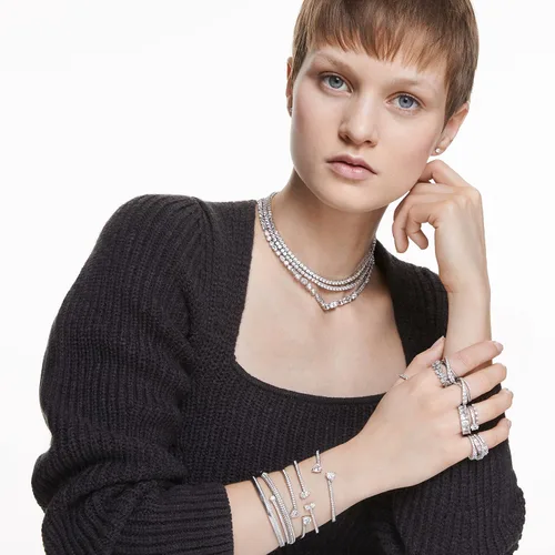 Vista 7 de Swarovski Stone Bangle Bracelet Collection, Clear Crystals, Pink Crystals