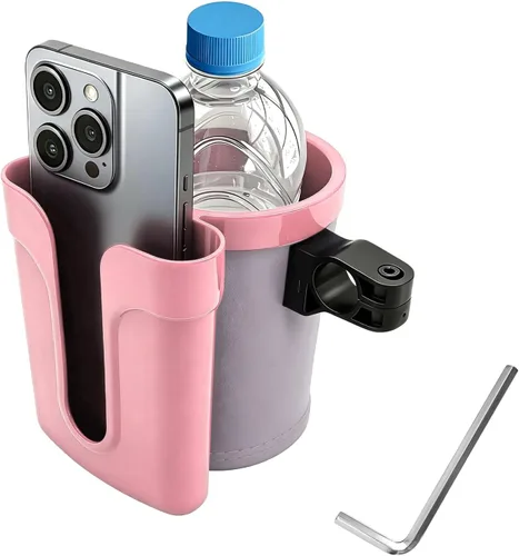 Vista 9 de Portavasos para bicicleta, soporte para botellas de agua para manillar de bicicleta con soporte para llaves de teléfono celular, jaula universal