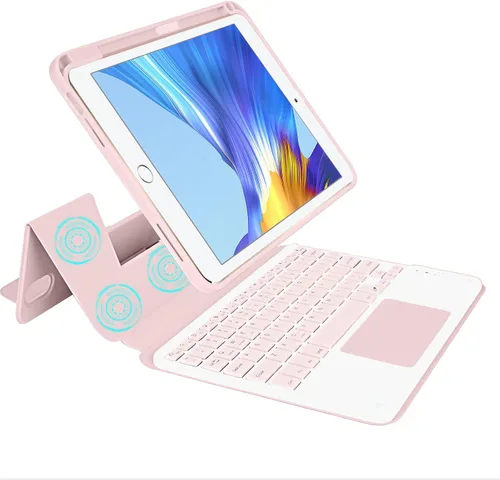 Vista 9 de Funda de teclado para iPad (A16) de 11ª generación de 11 pulgadas 2025, trackpad multitáctil, inalámbrica, magnética, desmontable, Bluetooth