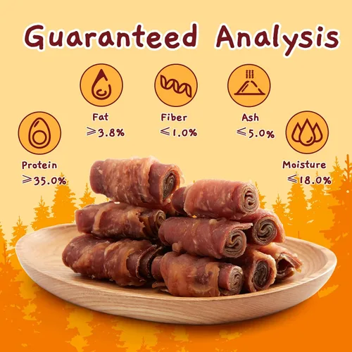 Vista 3 de Jungle Calling Rollos para Perros de Triple Sabor, Hechos con Carne Real de Pollo, Pato y Res, Snacks para Perros Sin Cuero Crudo, Saludables