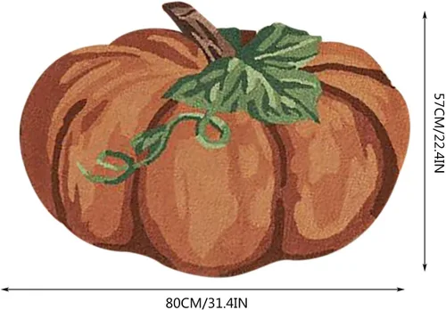Vista 2 de Alfombra de calabaza de otoño, 31 x 22 pulgadas, antideslizante, lavable, tapete de bienvenida, bonito tapete de Halloween, Acción de Gracias