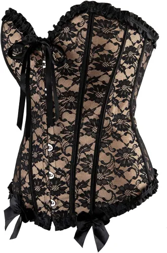 Vista 2 de ZHAIMA Parte superior de corsé de encaje para mujer, conjuntos de lencería floral de talla grande