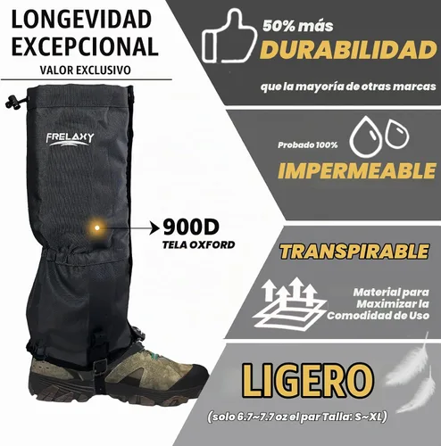 Vista 2 de Frelaxy Polainas de caza de ultra alto rendimiento, polainas de senderismo 100% impermeables con correa de goma mejorada, polainas ajustables