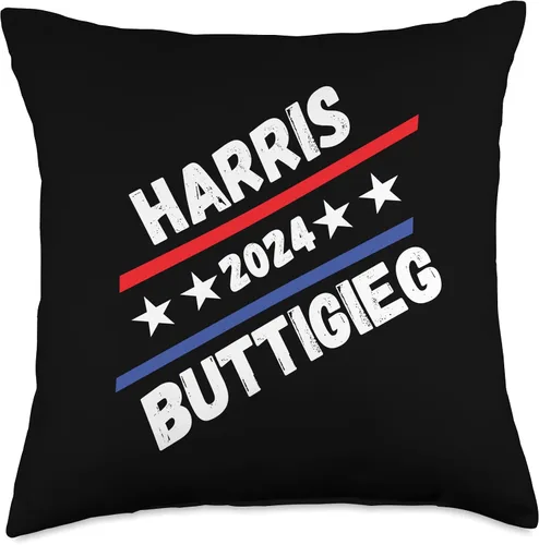 Vista 4 de Harris Buttigieg 2024 Presidential Elect Campaign Men Women Throw Pillow