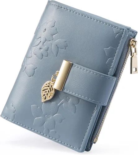 Vista 12 de yiijay Billetera pequeña para mujer, con bloqueo RFID, de piel, plegable, tarjetero para tarjetas de crédito para mujeres, cartera compacta