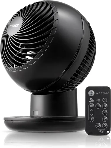 Vista 13 de IRIS USA WOOZOO Ventilador circulador de aire con control remoto, oscilante, 3 velocidades, distancia máxima de aire de 56 pies, inclinación Negro