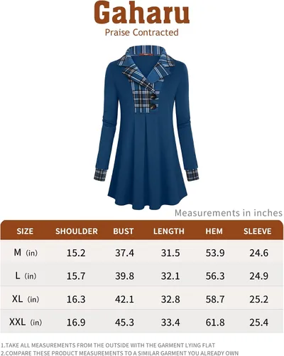 Vista 4 de Gaharu - Sudadera tipo túnica con solapa de muesca para mujer, sudadera con botones y de manga larga