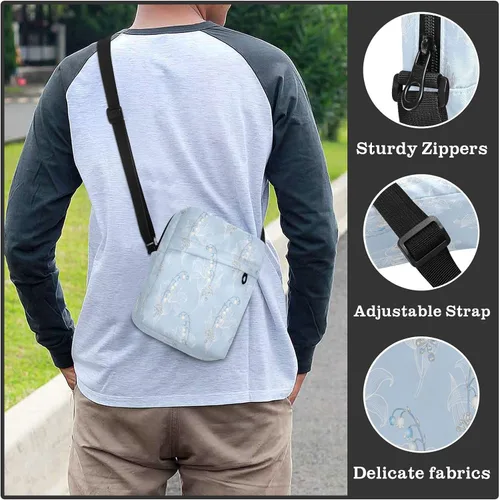 Vista 7 de cute messenger bag Elegant Lilies Flowers Blue Shoulder Bag Adjustable Strap for work work bolso cruzado para mujer
