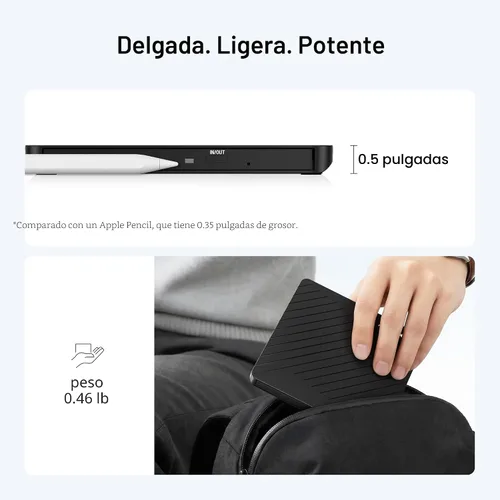 Vista 2 de Amicool Grabador externo USB-C USB 3.0 CD/DVD +/-RW, lector de DVD portátil ultrafino para Mac iMac MacBook, Windows 11/10/8 Linux, computadora