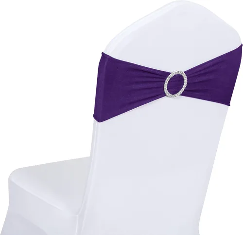 Vista 6 de Obstal 10 cintas elásticas de elastano para sillas de recepción de boda, bandas elásticas universales para silla con hebilla deslizante