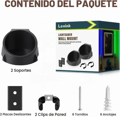 Vista 7 de Lenink Paquete de 2 soportes de pared para sable de luz, soporte compatible con Galaxy Edge y la mayoría de los sables de luz (negro)