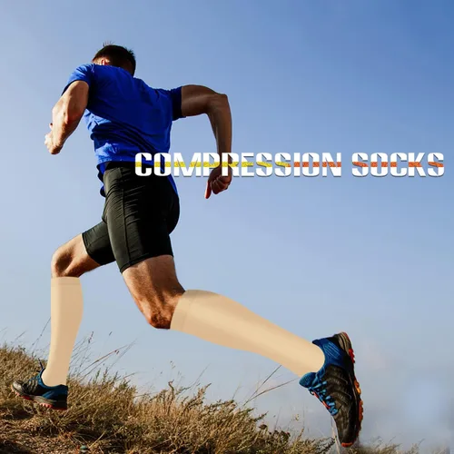 Vista 5 de Calcetines de compresión para mujeres y hombres circulación (3 pares) son el mejor apoyo para correr, atletismo, ciclismo, senderismo