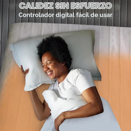 Vista 4 de Sunbeam - Funda para colchón con poliéster y conexión Wi-Fi, cobija eléctrica, 10 ajustes de calor, tamaño individual