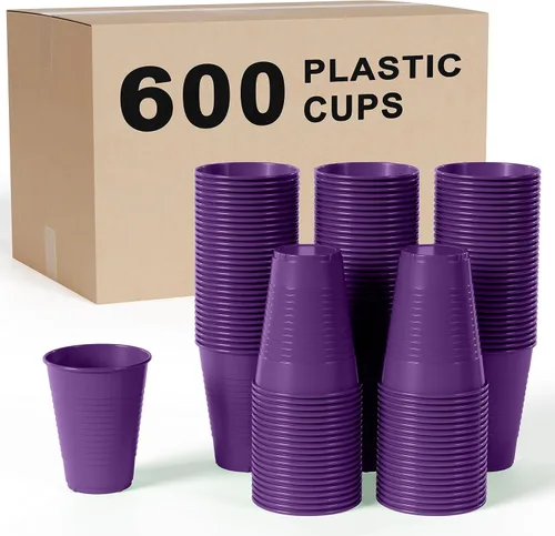 Vista 12 de Party Solids Vasos de plástico negros - 12 onzas, paquete de 100