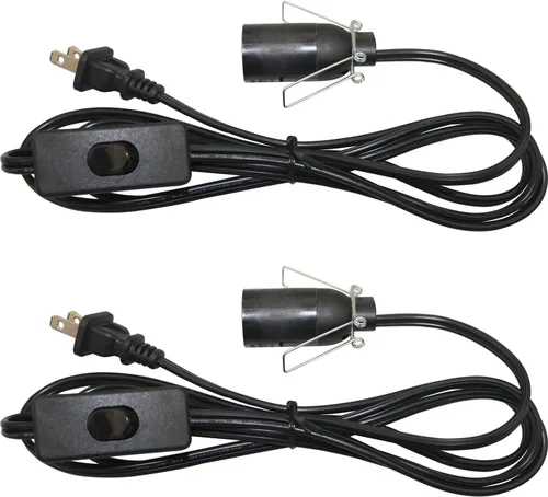 Vista 10 de Cable de repuesto para lámpara de sal de 6 pies con interruptor de encendido/apagado y base de candelabro E12, Negro