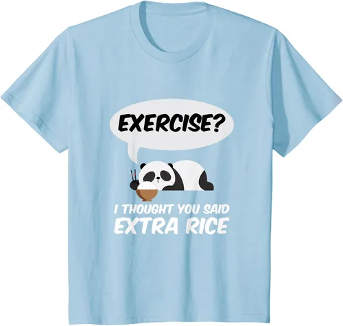 Vista 9 de ¿Ejercicio? I Thought You Said Extra Rice Panda Gift T-Shirt, Negro, S