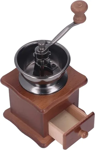 Vista 4 de Oumefar Molinillo de café manual, fácil de operar, molinillo de café manual, base de madera retro, núcleo de acero inoxidable, ajustable