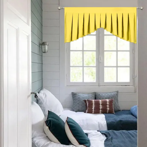 Vista 2 de Cenefas para Sala de Estar Amarillo Brillante Opacas con Bolsillo para Barra Cenefas para Ventanas, Paquete de 1 (Amarillo Brillante 39" An x 20" L)