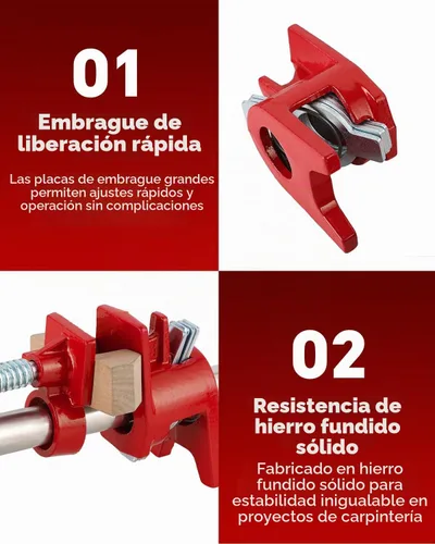 Vista 5 de ATPEAM Juego de 4 abrazaderas para tubos de encolado de madera, paquete de 4 abrazaderas de tubo de liberación rápida de hierro fundido de 3/4
