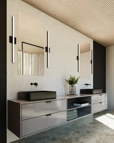 Vista 2 de Sonneman Modern Lighting 2769.25 Stix - Lámpara LED lineal para tocador de pared o techo para baño o dormitorio, se instala horizontal o vertical
