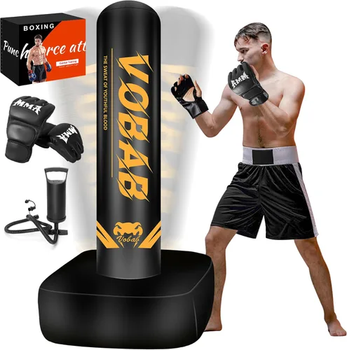 Vista 10 de Freestanding Punching Bag for Adult Teens, 70" Heavy Punching Bag with Boxing Gloves and Electric Air Pump for Beginners Kickboxing Training MMA
