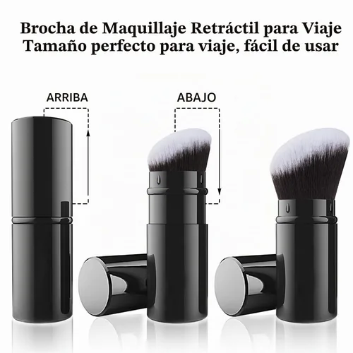 Vista 2 de Cepillo retráctil Kabuki, cepillos de maquillaje de cara en polvo de viaje Negro
