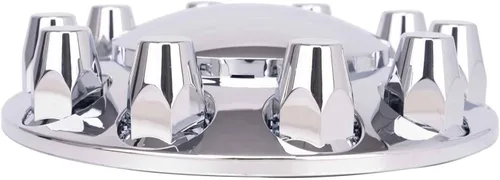 Vista 7 de Juego completo de cubiertas de rueda cromadas, cubiertas de tuercas de lengüeta de 33 mm para camiones semi, 2 cubiertas de rueda delanteras y 4