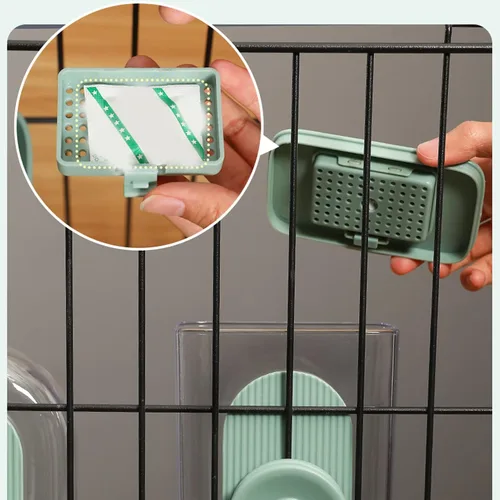Vista 4 de Dispensador de agua colgante para alimentos, dispensador automático de agua para gatos y mascotas, juego de dispensador de agua para jaula