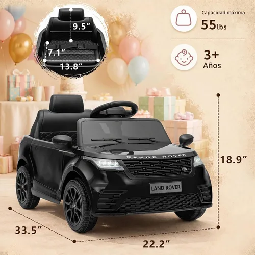 Vista 6 de Winado Vehículo eléctrico Land Rover con licencia de 12 V con control Negro