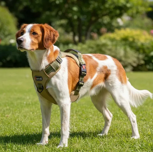 Vista 2 de Arnés táctico para perro de tamaño M sin tirones, con asa y ribete reflectante, arnés ajustable para el pecho con clips de correa delantera