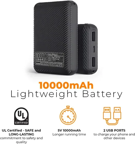 Vista 5 de Chaleco térmico para mujeres y hombres con batería ligera de 5 V (unisex), Negro
