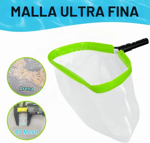 Vista 6 de Red profesional de malla ultrafina para limpiar hojas de limo, arena, polen con bolsa profunda de nailon súper extrafino, marco de aluminio