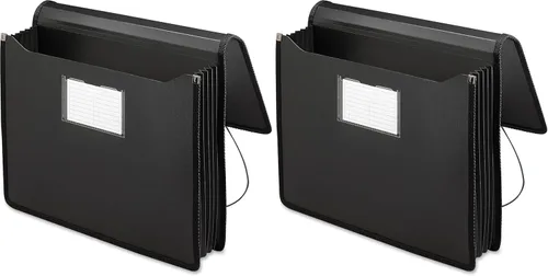 Vista 4 de Smead Cartera de Polímero, Organizador de Archivos Acordeón para Carpetas de Archivos, Tamaño Carta, Negro, Expansión de 5-1/4 Pulgadas, Suministros