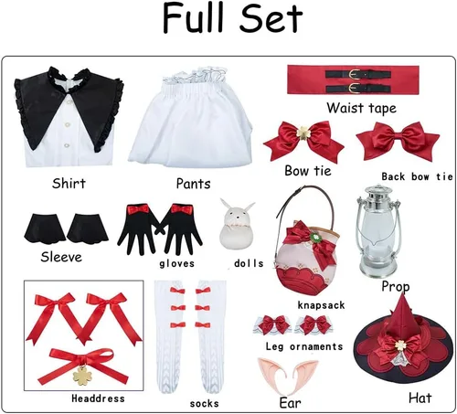 Vista 5 de AIUKAKP Klee - Vestido de cosplay para cosplay, disfraz de uniforme de niña, juego de rol, Halloween
