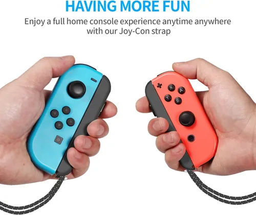 Vista 3 de Correa de muñeca para controlador Joycon Paquete de 2 piezas de repuesto de cordón accesorios para Switch y controlador OLED Joy Con