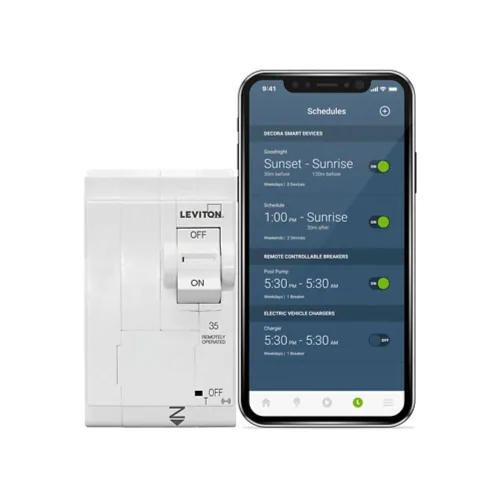 Vista 13 de Leviton Disyuntor inteligente de 2ª generación con control remoto, GFCI, 1 polo, 20 amperios, 120 voltios, clasificación de interrupción de 10kA