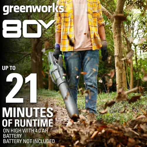 Vista 3 de Greenworks Soplador eléctrico de hojas de 80 V, 730 CFM, solo herramienta