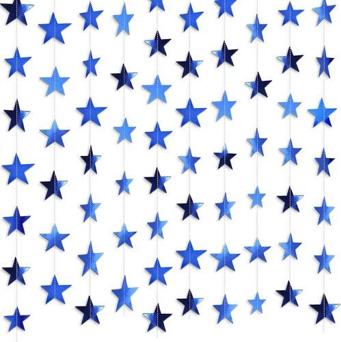 Vista 37 de Patelai Guirnalda de estrellas con purpurina 2026, decoración de graduación de 130 pies, pancarta colgante de estrella para fiesta, cumpleaños