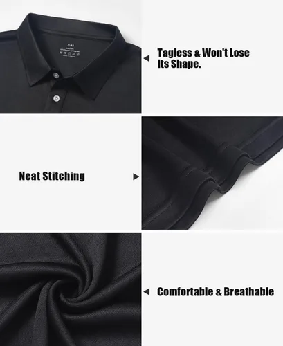 Vista 2 de Paquete de 5 camisas polo para hombre, ajuste seco, manga corta, camiseta de golf que absorbe la humedad, cuello casual, camisetas de trabajo