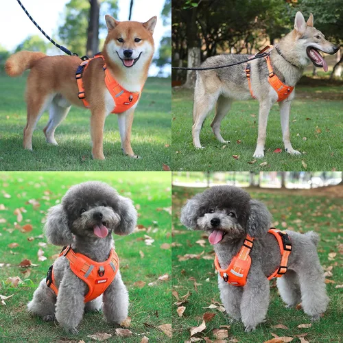 Vista 15 de Arnés para perros medianos y grandes, chaleco de servicio antitirones con asa, collar para perros pequeños y grandes, con cuello y pecho ajustables