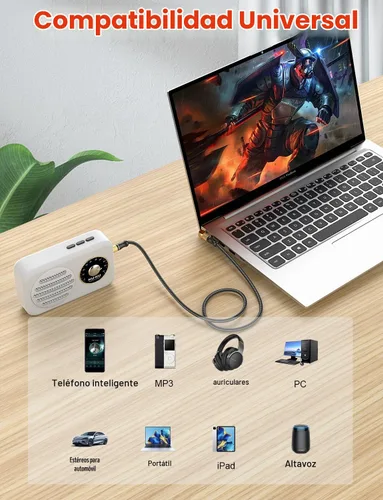 Vista 6 de VANAUX Cable auxiliar para automóvil de 90 grados en ángulo recto, cable auxiliar estéreo a conector compatible con reproductor MP3, estéreo