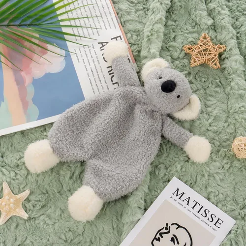 Vista 2 de Apricot Lamb Manta de seguridad de animales de peluche, koala gris, manta de personaje para guardería, felpa de lujo para acurrucarse