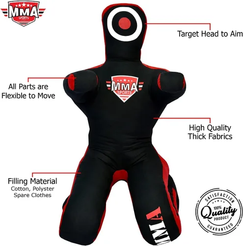 Vista 9 de Muñeco Infantil de Grappling de Pie - Sin Relleno – Muñeco de Entrenamiento para Lucha, Jiu-Jitsu, Artes Marciales Mixtas con Brazos y Piernas Negro